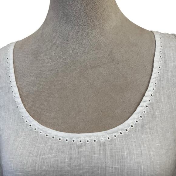 J. Jill Love Linen | 100% Linen | Women’s Medium | White Tank Top | Eyelet Lace - Picture 3 of 6